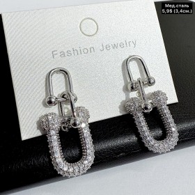 Сережки мед.сталь 10683 (3.4см.)